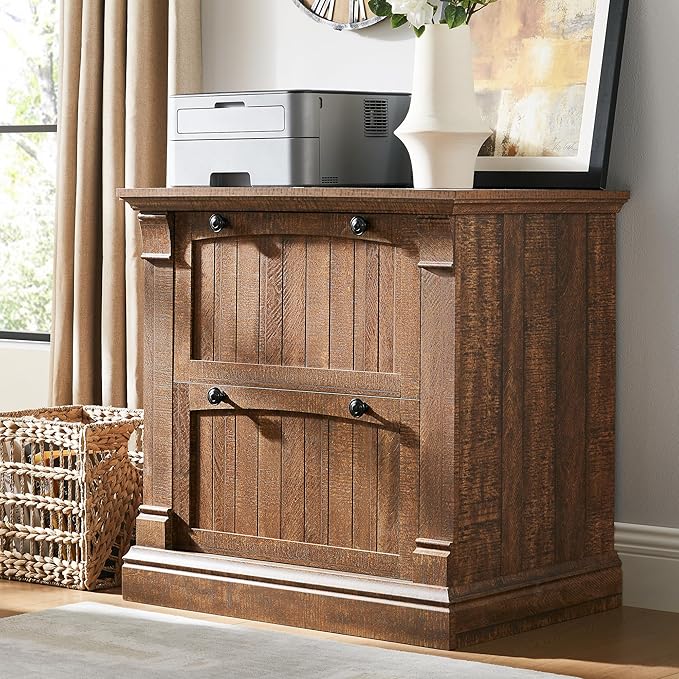 Farmhouse File Cabinet with 2 Drawers, 30" Lateral Filing Cabinet with Hanging File Folders