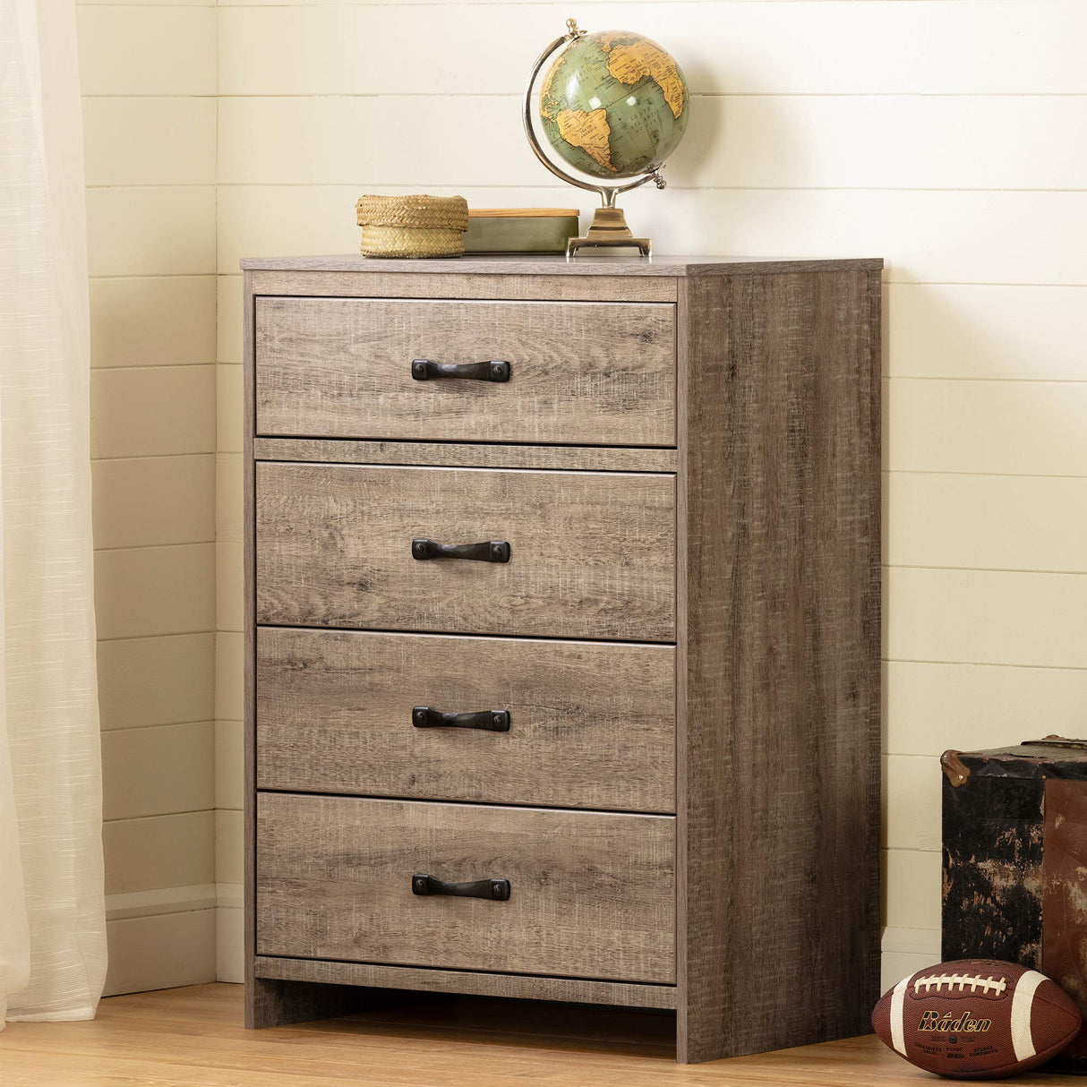 Hankel 4-Drawer Chest Storage Unit-Weathered Oak