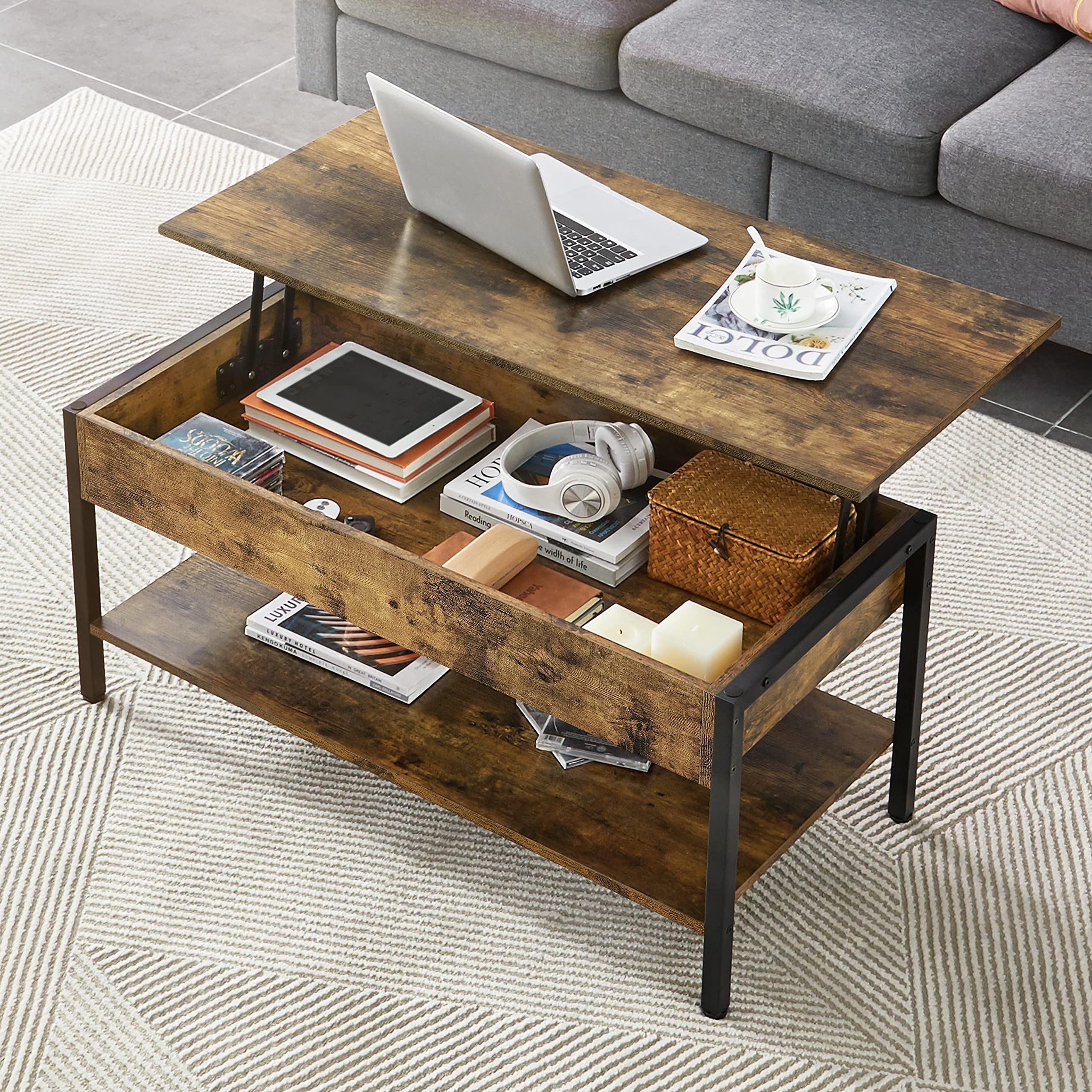 Lift Top Coffee Table, 41 in Coffee Table with Hidden Storage Compartment