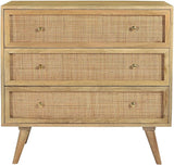 Parkview 3-Drawer Mango Wood Chest for Living Room Furniture Sets, Modern Accent Chest with Natural Finish and Classic Knobs Perfect Next to Couch, Sofa, and Loveseat, 33.5"W x 18"D x 31.5"H