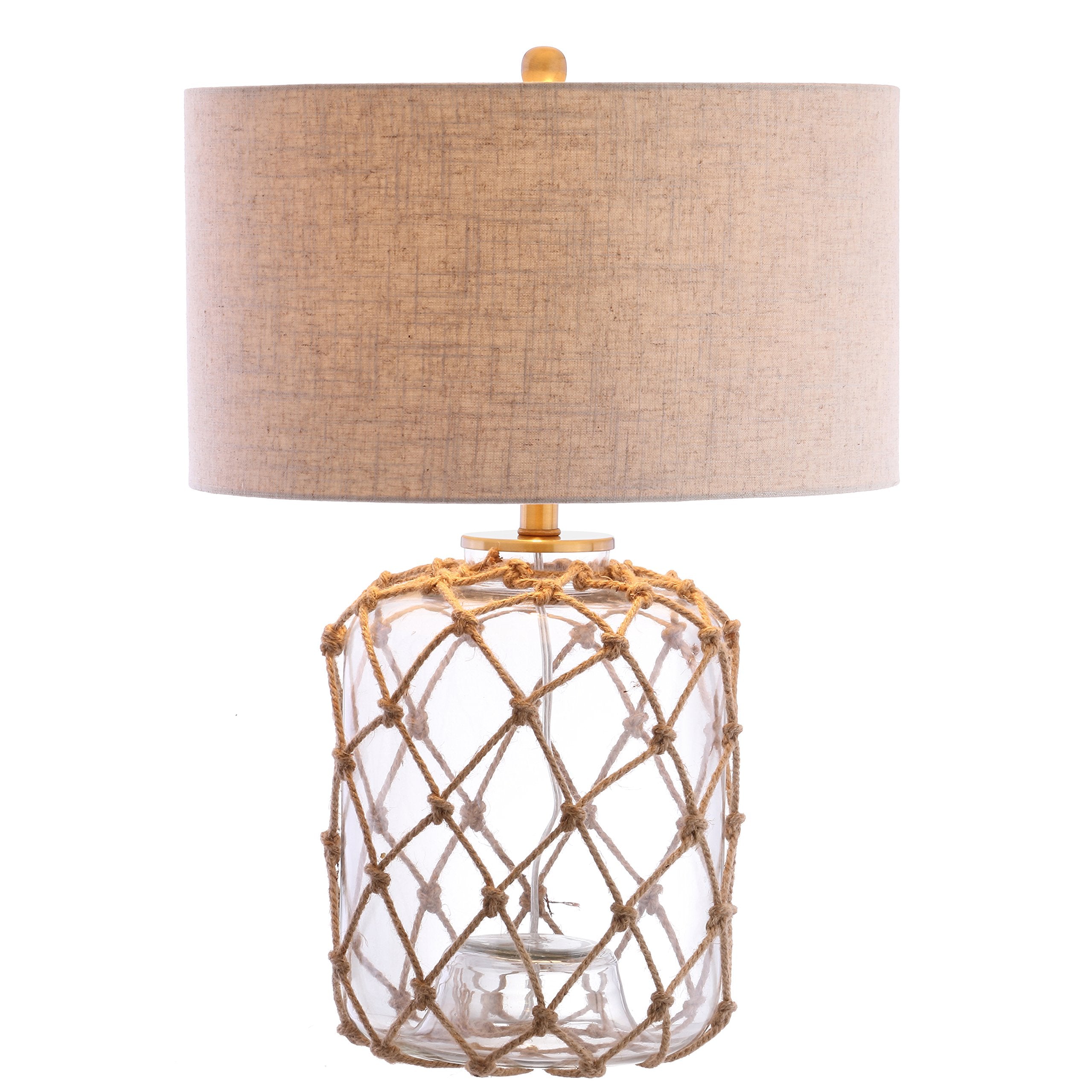 JYL5033A Mer 26.5" Glass and Rope LED Table Lamp Coastal Traditional