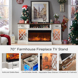 3-Sided Farmhouse Electric Fireplace TV Stand for TVs up to 80'', Highboy Entertainment Center