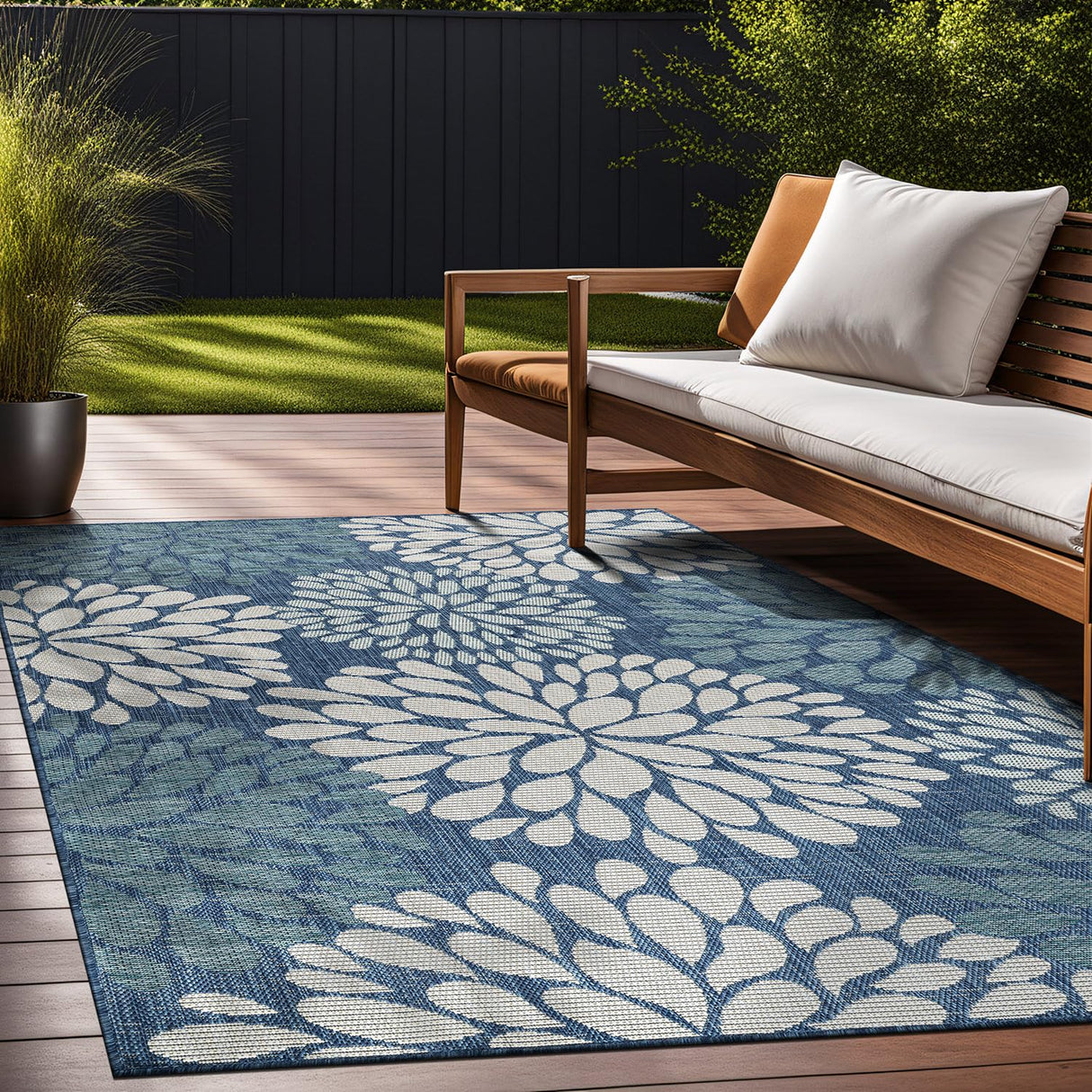 Outdoor Rug 5x7 Modern Exotic Tropical Leaf Area Rugs for Indoor and Outdoor Patio