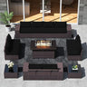 Outdoor Patio Furniture Set with Gas Fire Pit Table, 13 Pieces Patio Sectional Sofa