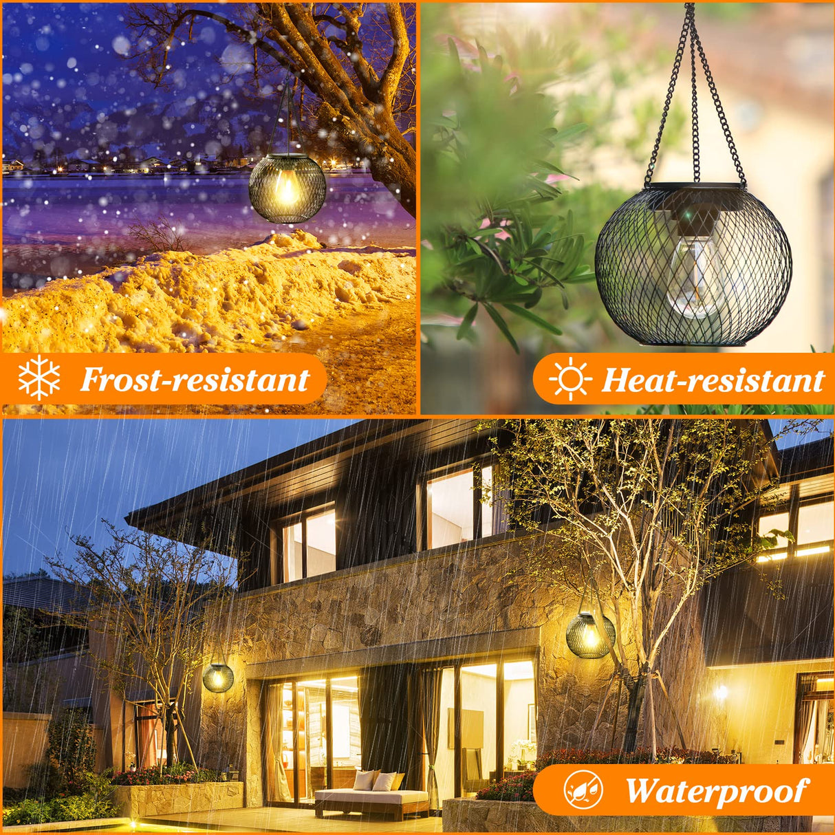 Solar Lantern Outdoor, Upgraded Hanging Lights Outdoor Garden Metal Lanterns Decorative