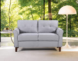 55" Modern Loveseat with Soft-Cushioned Backrest, Piped Details & Tapered Wood Legs