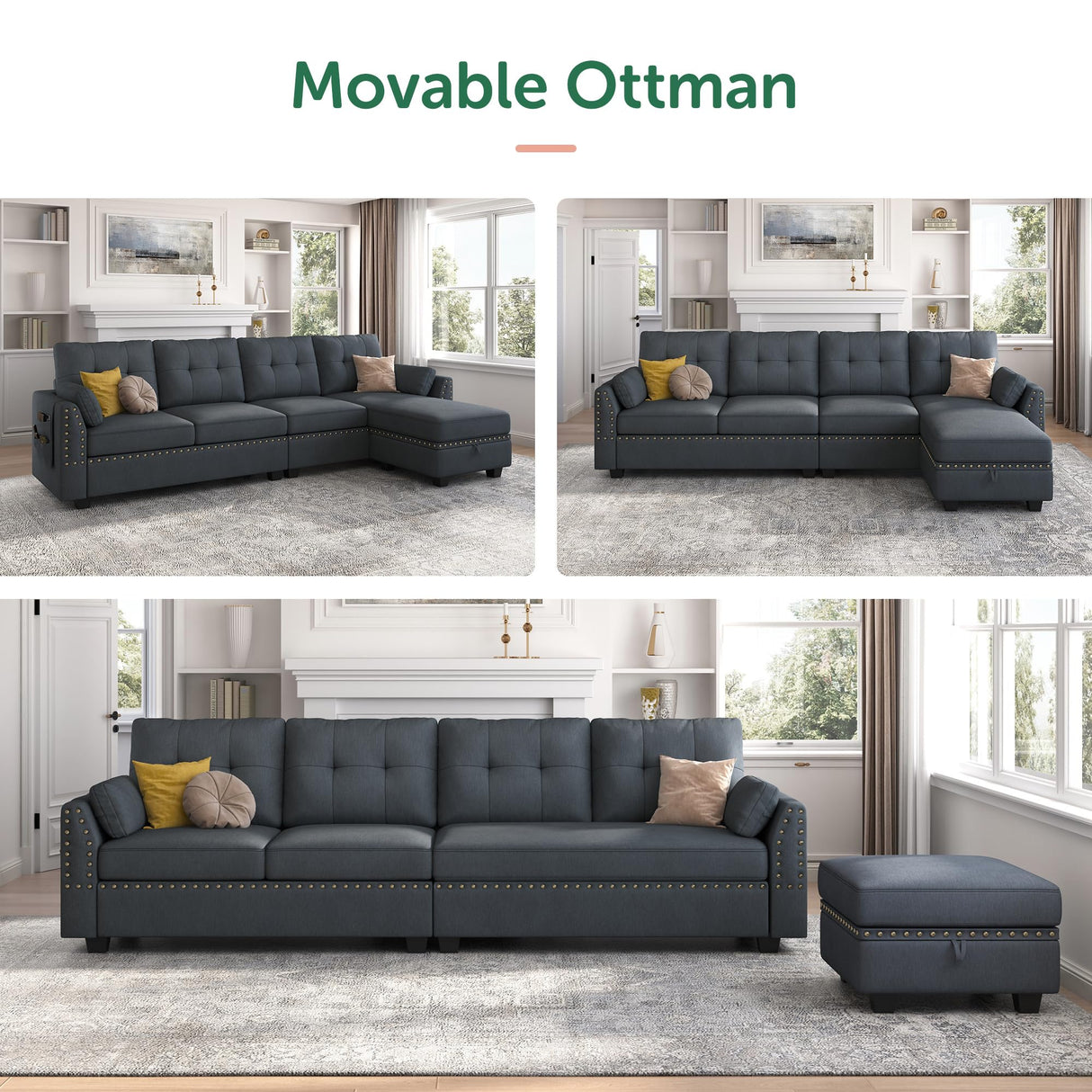 Convertible Sectional Sofa L Shaped Couch Reversible Sectional for Small