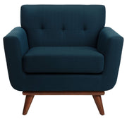 Couture Home Opal Mid-Century Dark Teal Linen Tufted Arm Chair