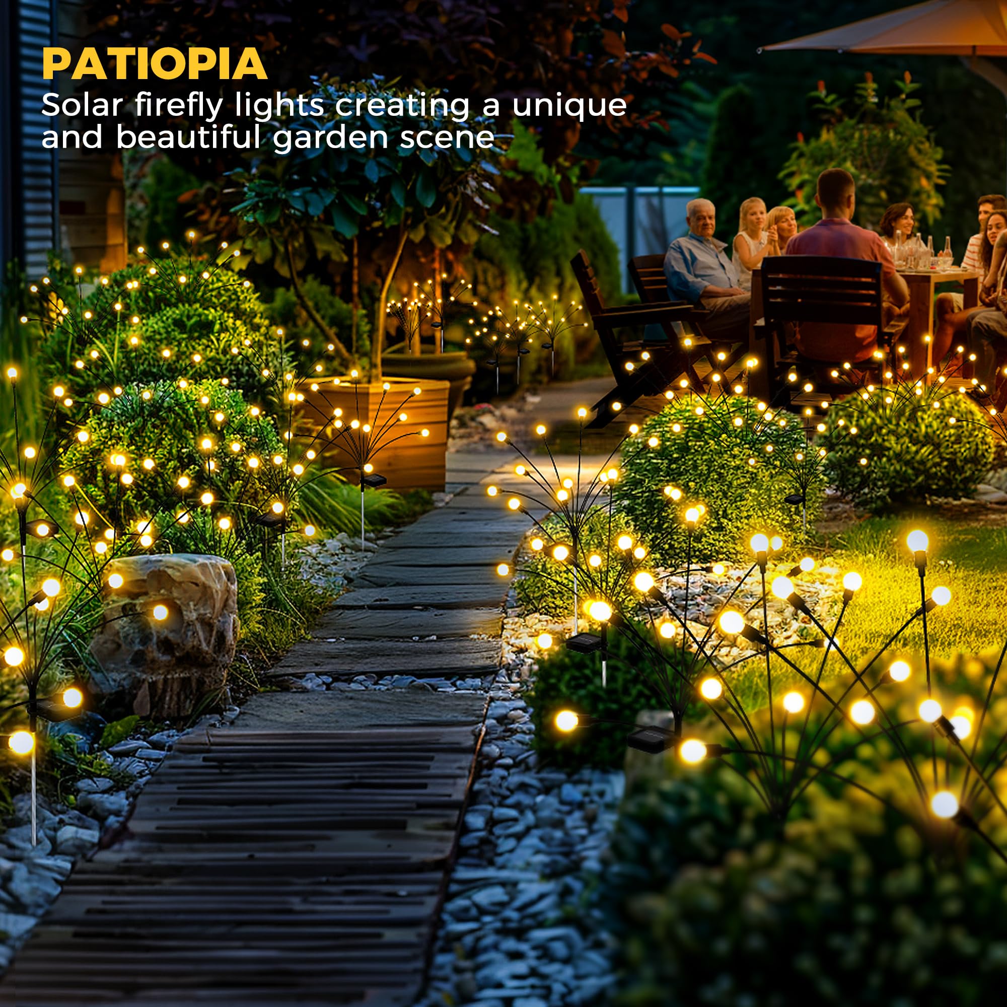 Solar Garden Lights, 80 LED Firefly Garden Lights Solar Outdoor, Solar Lights