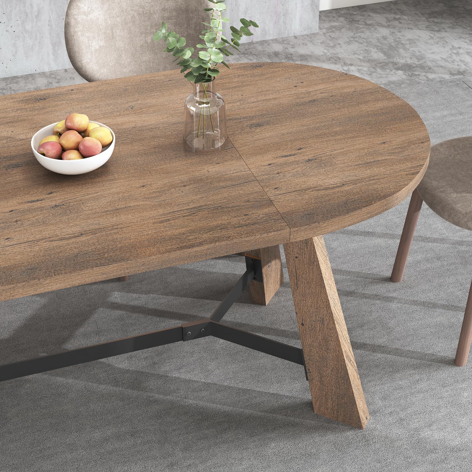 Rustic Oval Dining Table 70.86" - Farmhouse Wood Kitchen Table Seats 6-8