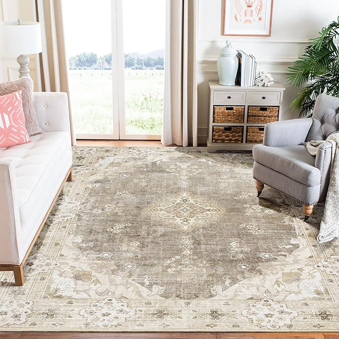 5'x7' Area Rugs Green Machine Washable Rugs Living Room Rugs Boho Area Rug