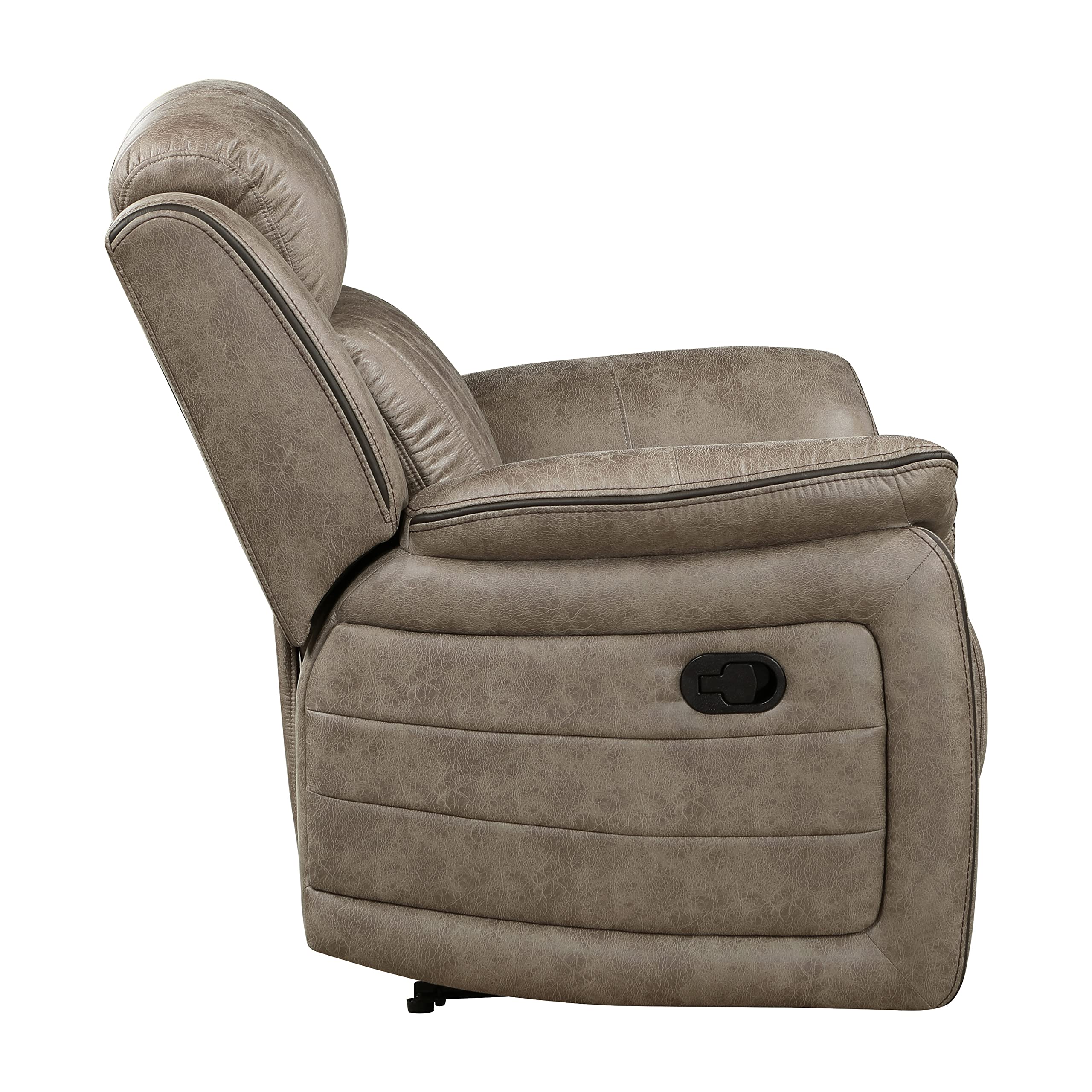 RelaxHaven Sandy Brown Manual Reclining Sofa – Microfiber, Pull-Tab Control