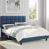 Full Upholstered Platform Bed Frame, Mattress Foundation with Height Adjustable Tufted