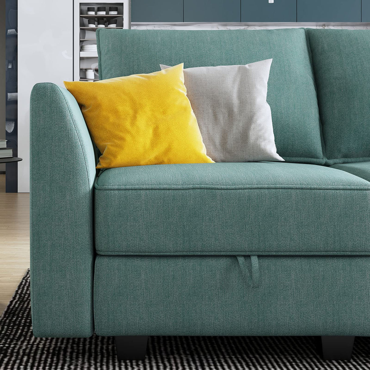 Modular Sectional Sofa with Storage Ottoman Fabric Modular Couch