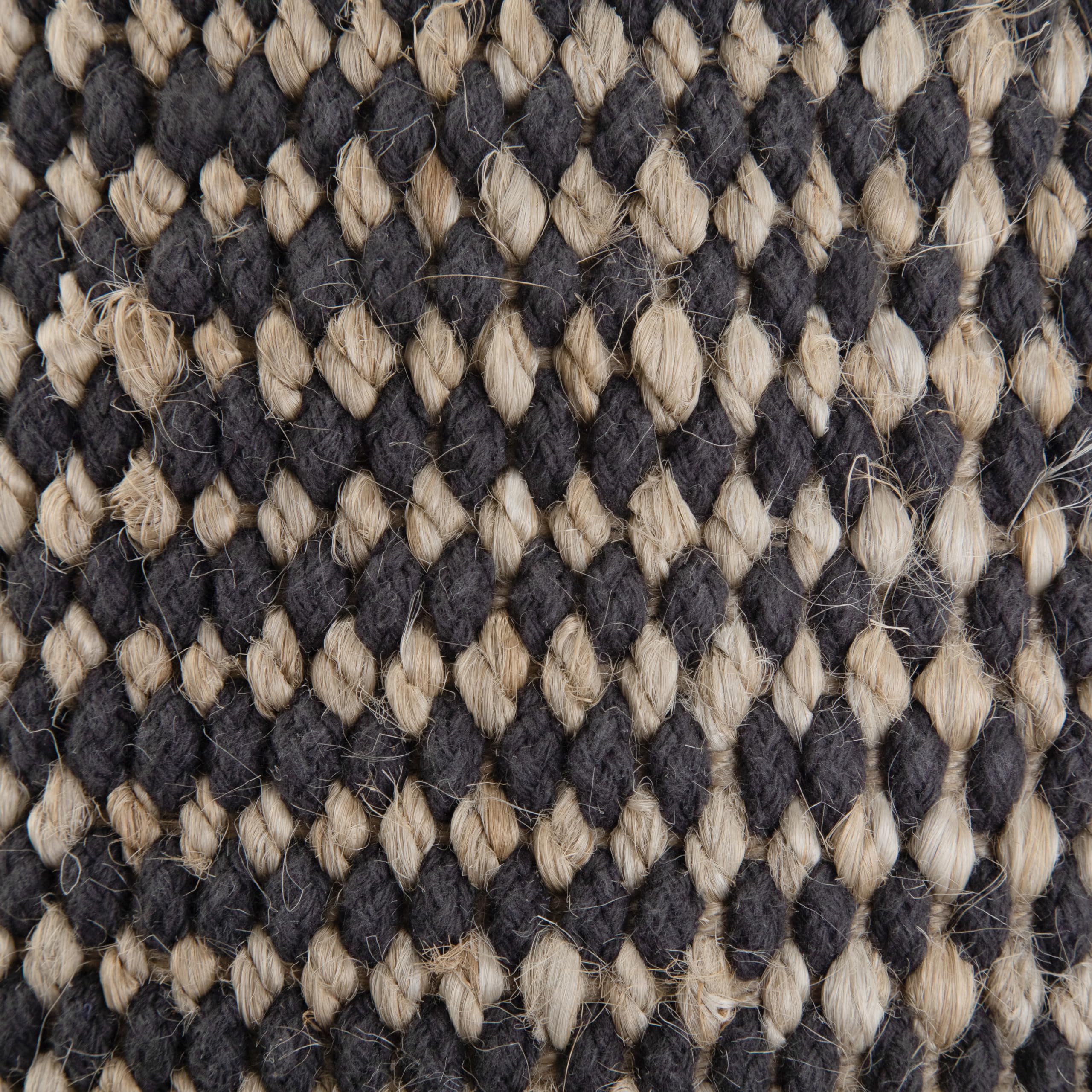 Larissa Round Pouf, Footstool, Upholstered in Natural Hand Braided Jute