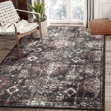 Black Rug 3’x5’ Washable Area Rugs for Bedroom Living Room Kitchen Entryway