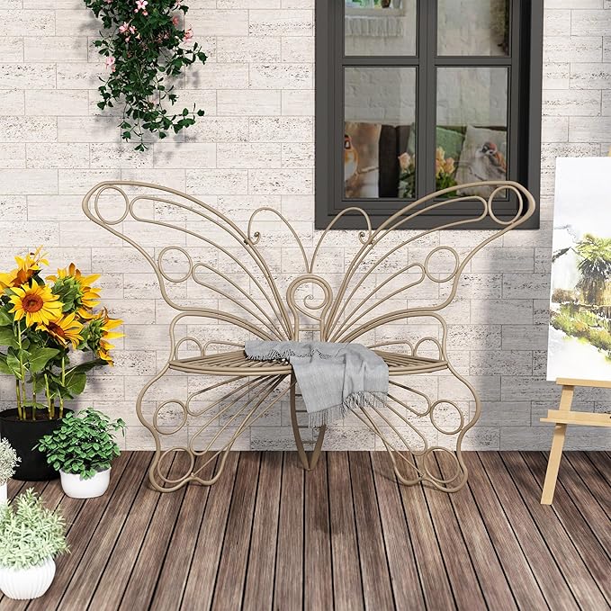 50 Inches Outdoor Bench, Garden Bench with Sturdy