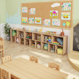 2-Tier Montessori Solid Wood Shelves Toy Organizers and Storage,5-Compartment Storage Cabinet