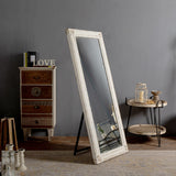 Rustic Full Length Mirror with Stand 60" x 24", Hanging White Farmhouse Big Mirror Full Body