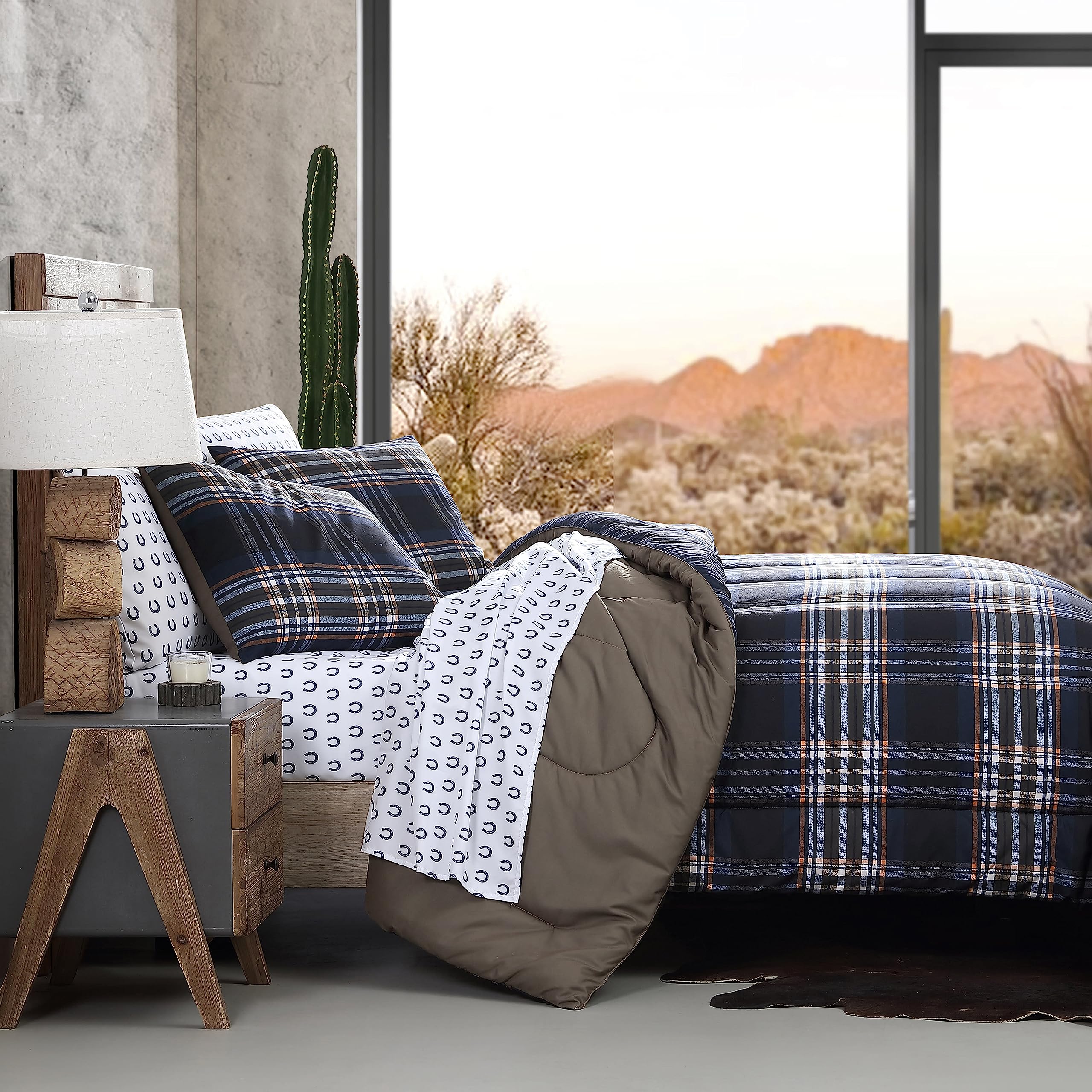 Queen Comforter Set - Soft Reversible Bedding with Box-Stitch Design