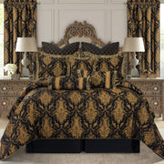 9-Piece Black Damask Jacquard Comforter Set - King