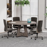 47-Inch Round Conference Table for 4-6 People, Wooden Meeting Room Table with Thicken