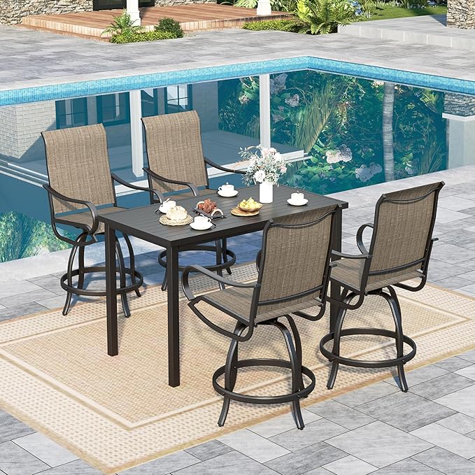 Outdoor Bar Set, Patio Bar Table and Chairs Set