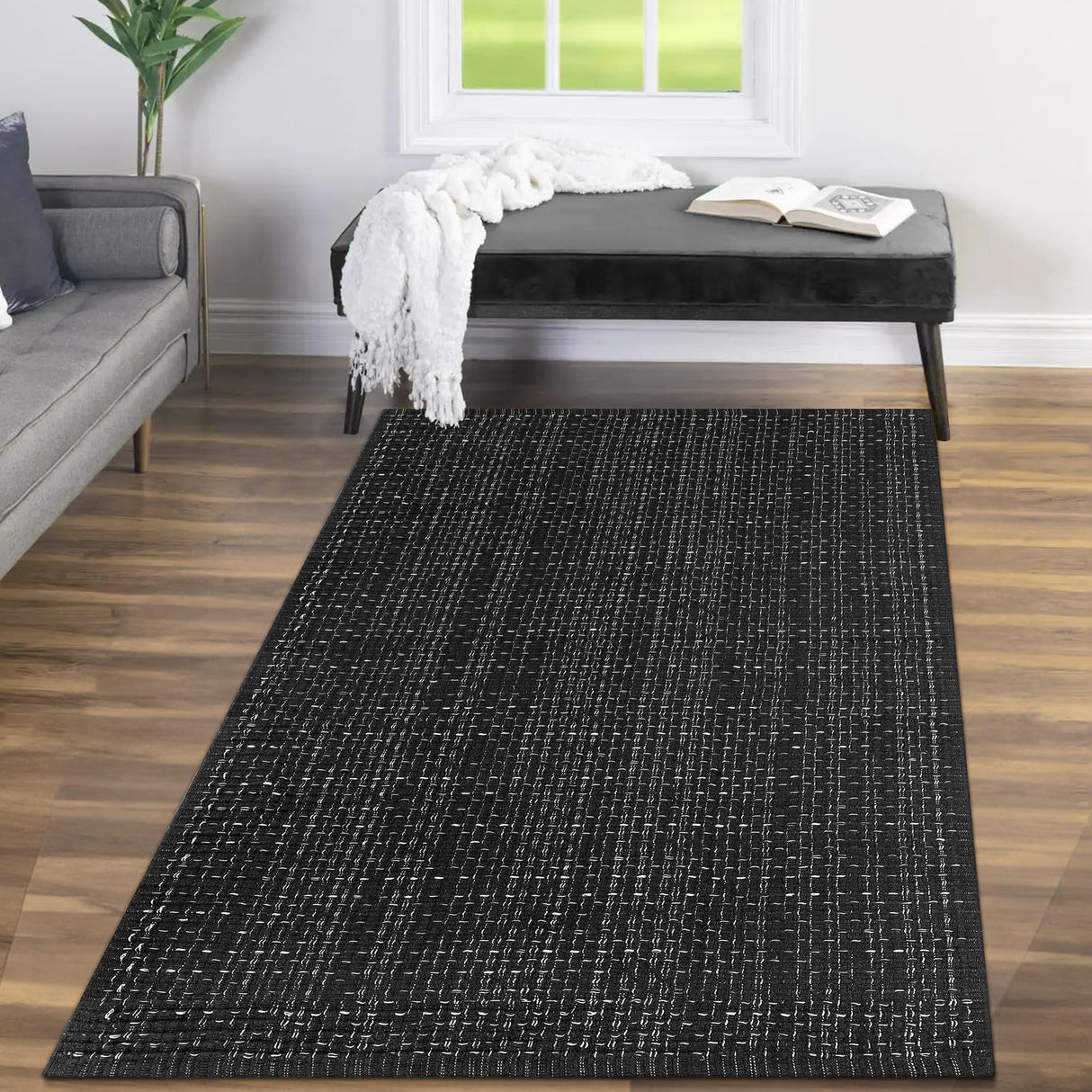 Washable Area Rug 3' x 5', Woven Cotton Non-Shedding Kitchen Rugs