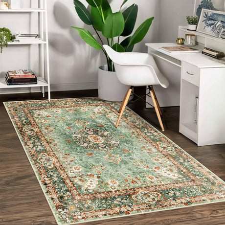 Green Rug 3x5,Washable Area Rugs for Bedroom Living Room Kitchen Entryway,