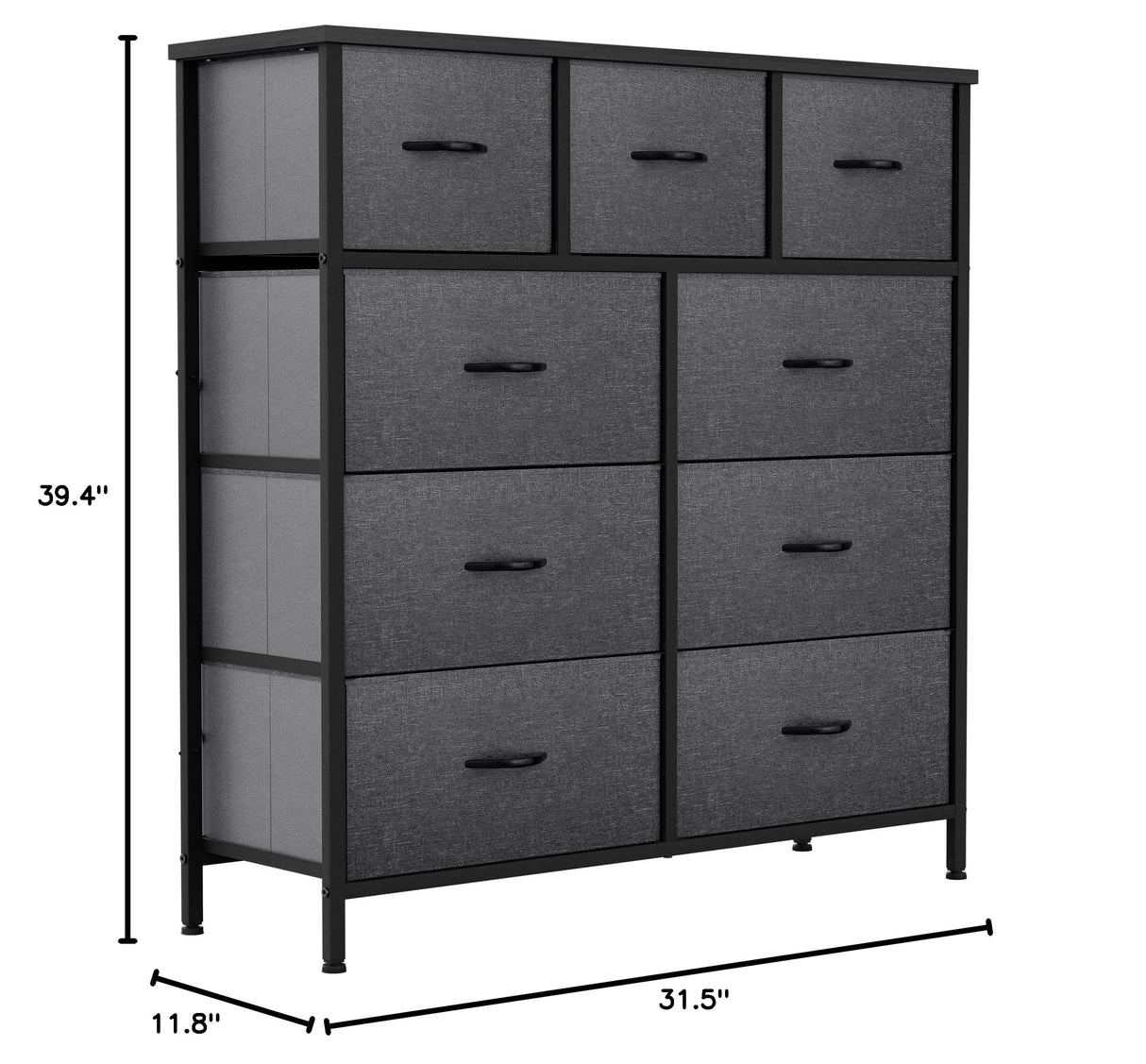 Fabric Dresser with 7 Drawers - Storage Tower (Black/ Grey) & 9 Drawers-Fabric Storage Tower