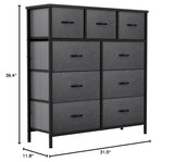 Fabric Dresser with 7 Drawers - Storage Tower (Black/ Grey) & 9 Drawers-Fabric Storage Tower