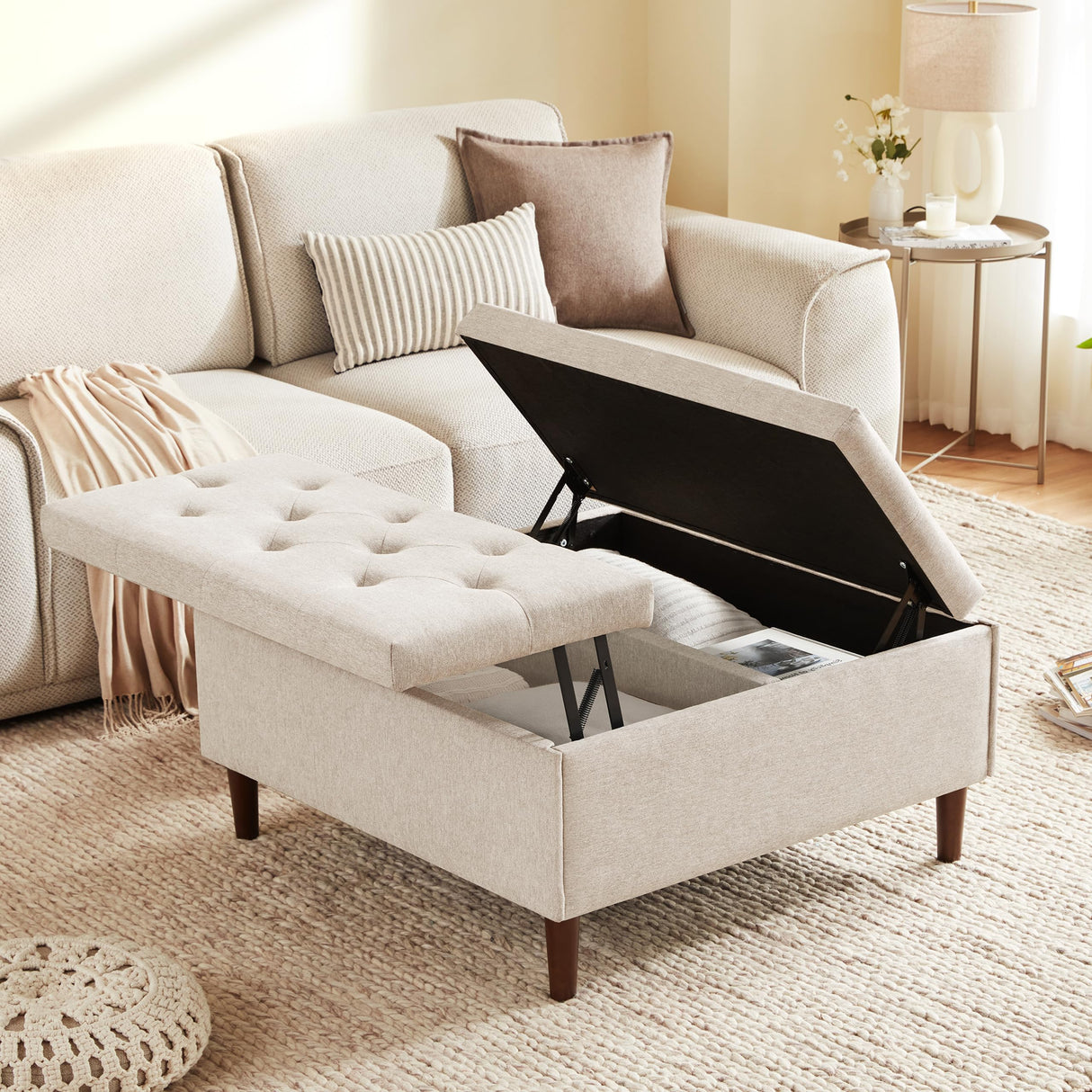 35 Inch Extra Large Storage Ottoman Coffee Table with Lift Top