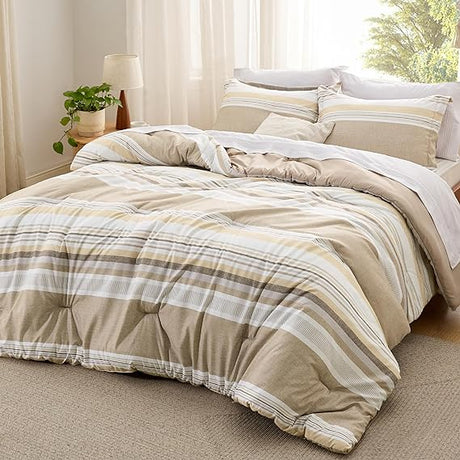 Plaid Comforter Set - Bedding Comforter Set Queen, Reversible Blue Buffalo