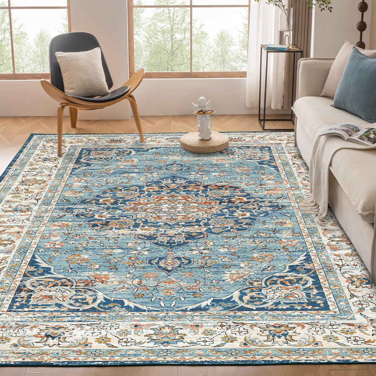 Washable Rug, 5'x7' Stain Resistant Washable Rug, Machine Washable Rug with Non-Slip