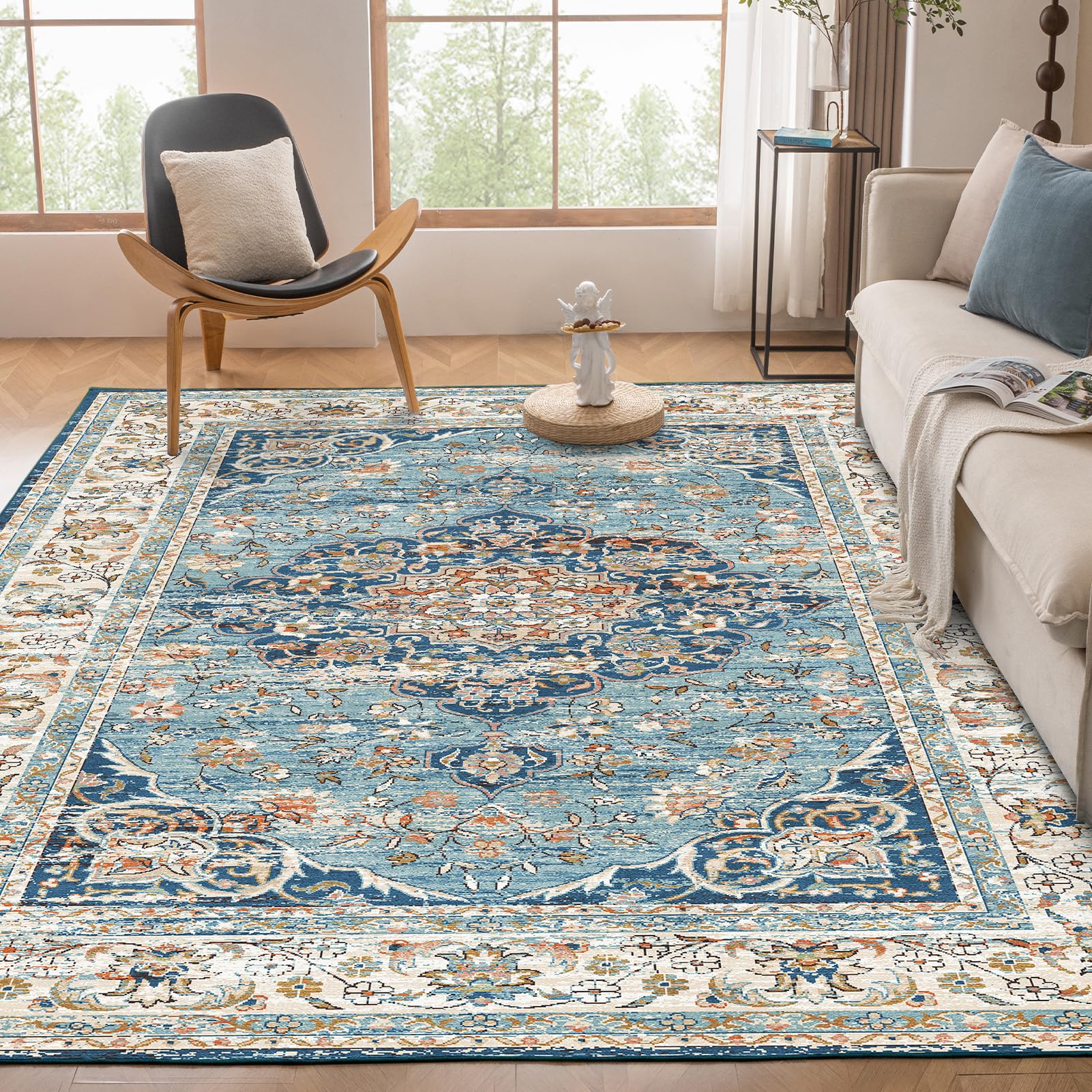 Washable Rug, 5'x7' Stain Resistant Washable Rug, Machine Washable Rug with Non-Slip