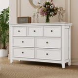 White Dresser for Bedroom, White 7-Drawer Dresser, Modern 7 Chest of Drawers