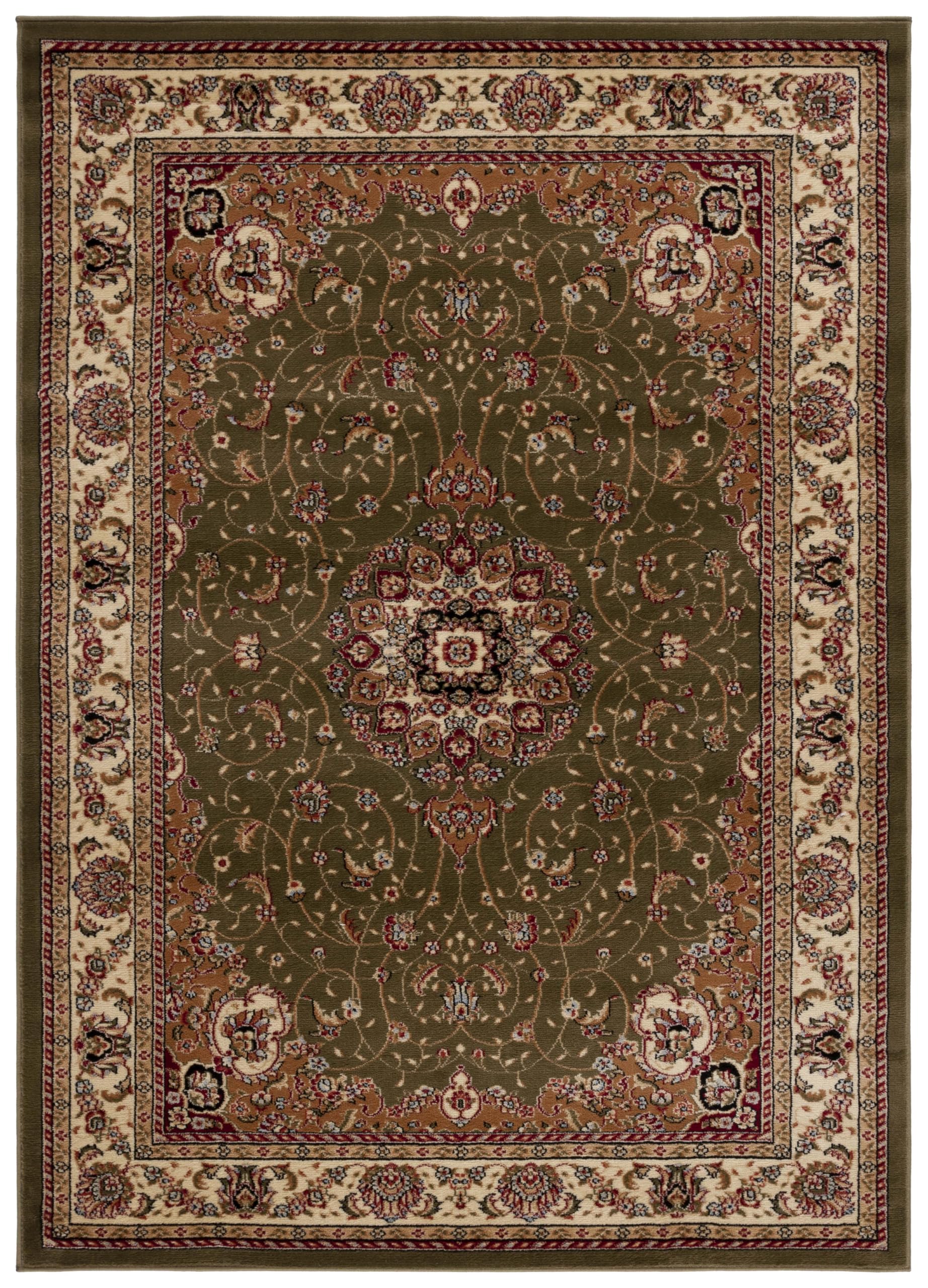 SAFAVIEH Lyndhurst Collection Area Rug - 10' x 14', Sage & Ivory, Traditional Oriental Design, Non-Shedding & Easy Care, Ideal for High Traffic Areas in Living Room, Bedroom (LNH329B)