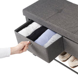 Shoe Storage Bench with Cushion Double Seat Shoe Rack Bench with Drawer -