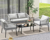 L-Shaped Patio Furniture Outdoor Loveseat Sectional Set for Backyard