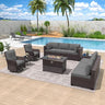 11 Pieces Patio Furniture Set with 2 Swivel Chairs Patio Furniture Outdoor Sectional Sofas