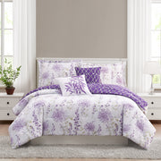 Fresh Meadow 5-Piece King Comforter Set - Lilac Floral Reversible Bedding
