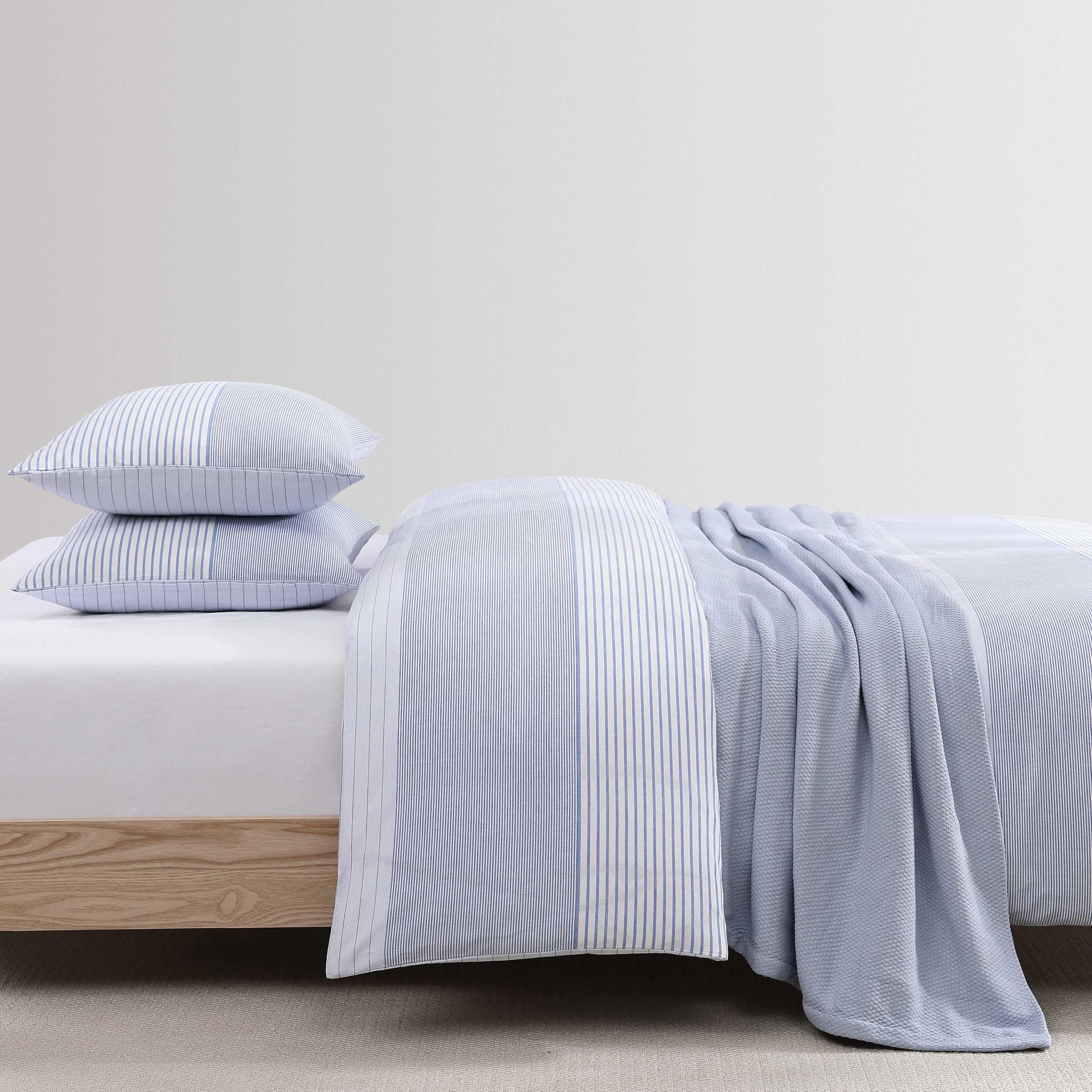 King Comforter Set - Modern Stripe White with Matching Sham