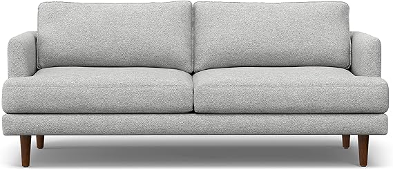 Livingston Mid-Century Modern 76 Inch Wide Sofa in Sienna Full Grain Leather, Pure