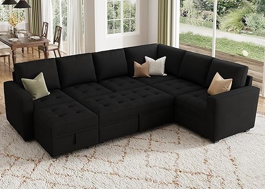 Modular Sectional Sleeper Sofa with Pull Out Bed, Convertible L Shaped