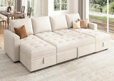 Modular Sectional Sleeper Sofa with Pull Out Bed, Convertible L Shaped