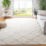 Arizona Shag Collection 6'7" Square Grey/Ivory ASG743D Moroccan Diamond Non-Shedding