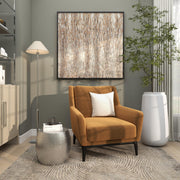 Aluminum Metal Side End Accent Table Drum Shaped End Table with Hammered Design