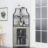 Corner Wine Bar Rack Cabinet with Detachable Wine Rack, Bar Cabinet