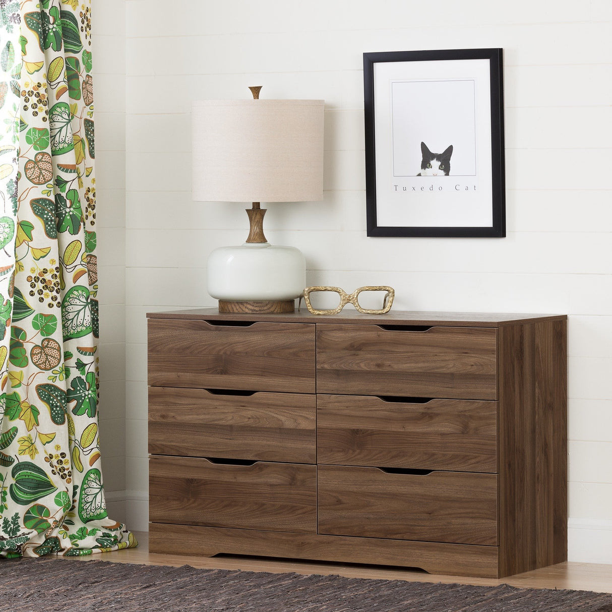 Holland 6-Drawer Double Dresser, Natural Walnut