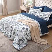 Full Comforter Set 7 Pieces - White Quatrefoil Comforters Full Size